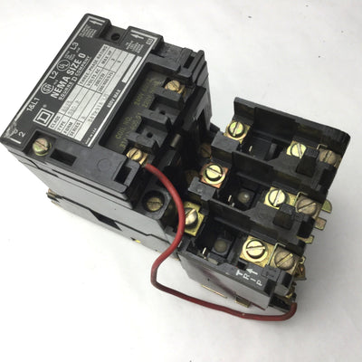 Used Square D 8536 SB02 Ser A Motor Starter Contactor 3-Pole Size 0, 3 Phase, 5hp Max