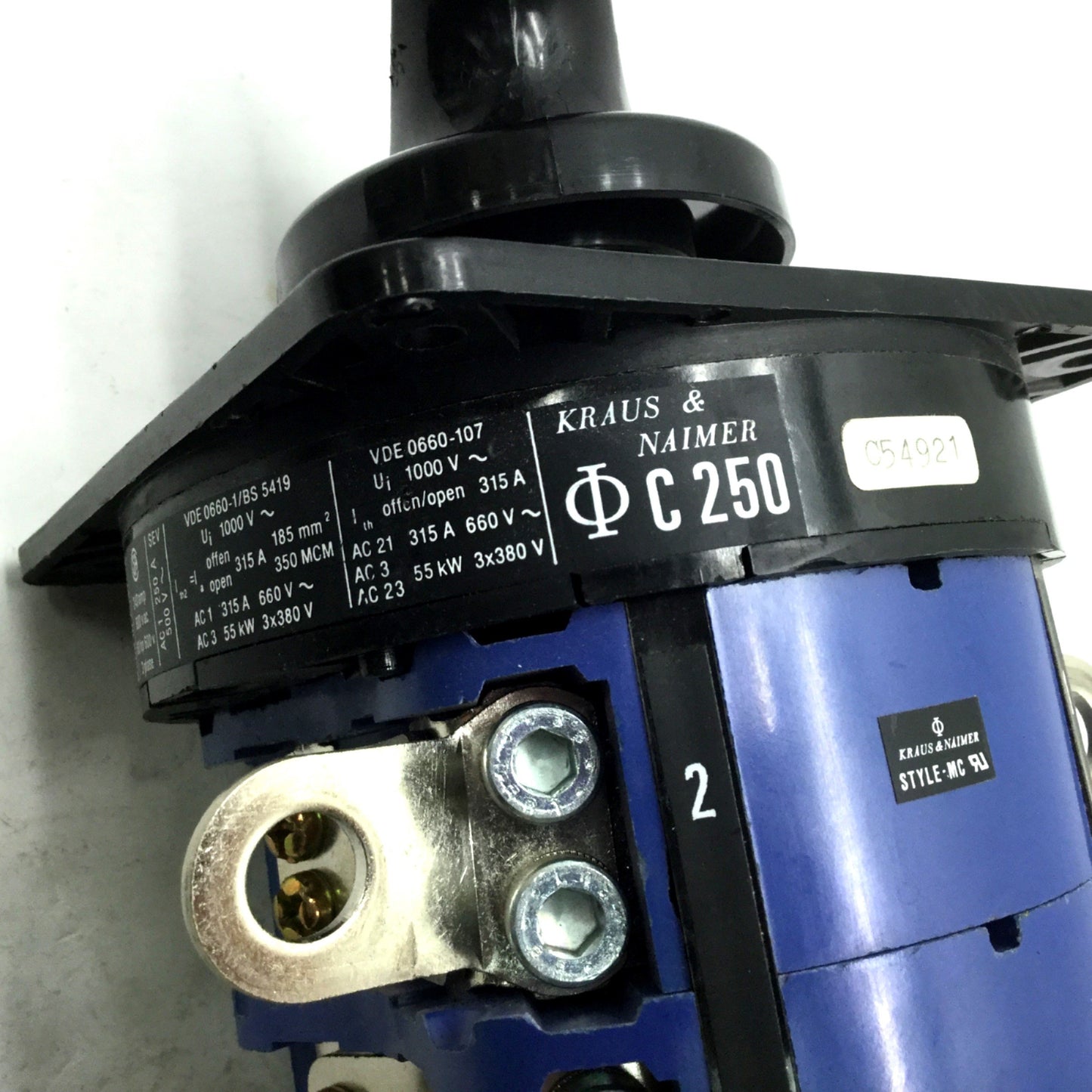 Used Kraus & Naimer C250 Rotary Switch, 240A, 600VAC 3-Phase 4 Wire 60 Hp