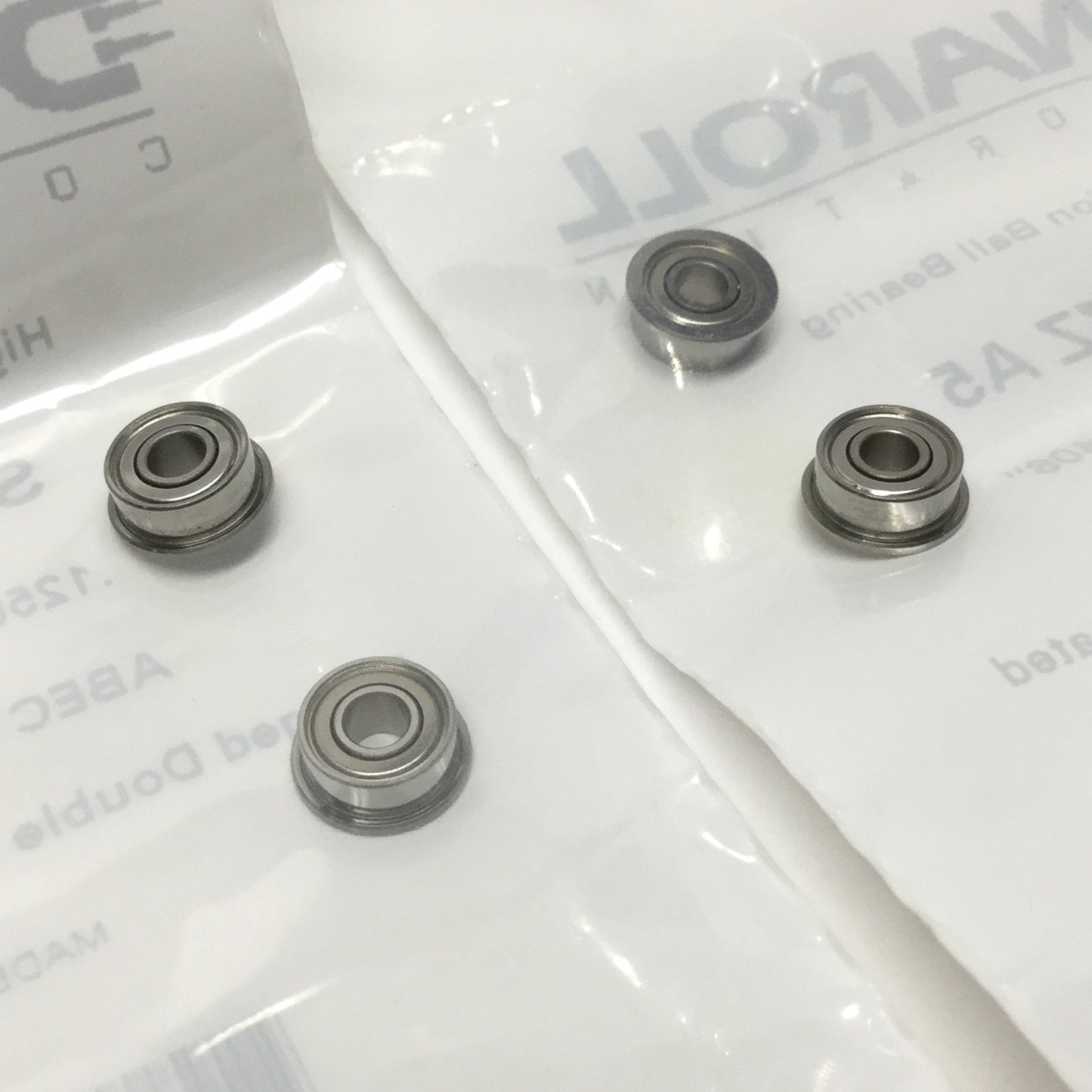 New – Open box Lot of 4 Dynaroll SFR2-4ZZ A5 High Precision Flanged Ball Bearings SS, 5/16" OD