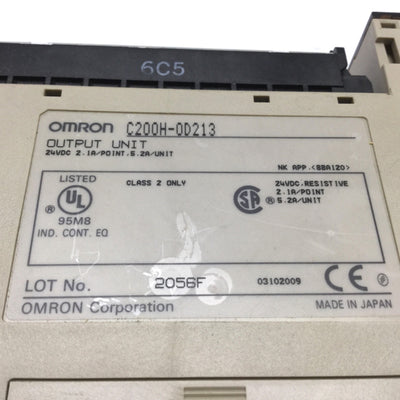 Used Omron C200H-OD213 Sysmac PLC Output Module, 8-Point Relay, 24VDC 2.1A/Point