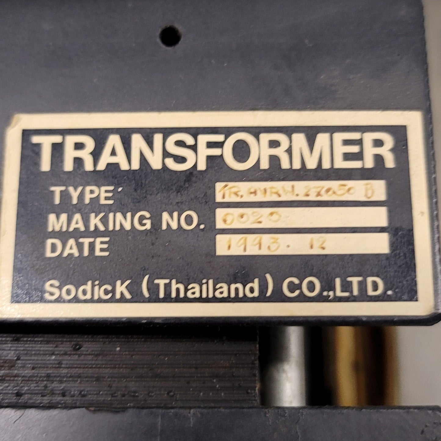 Used Fine Sodick TR.AVRW.27050 B Main Transformer From Sodick EX 21 Controller