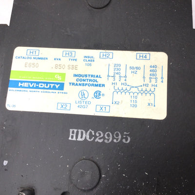 Used General Signal Hevi-Duty E850 Industrial Control Transformer, 850VA, 50/60Hz