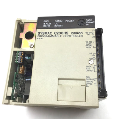 Used Omron C200HS-CPU01-E PLC CPU Module Unit, *Missing Cover and Terminals*