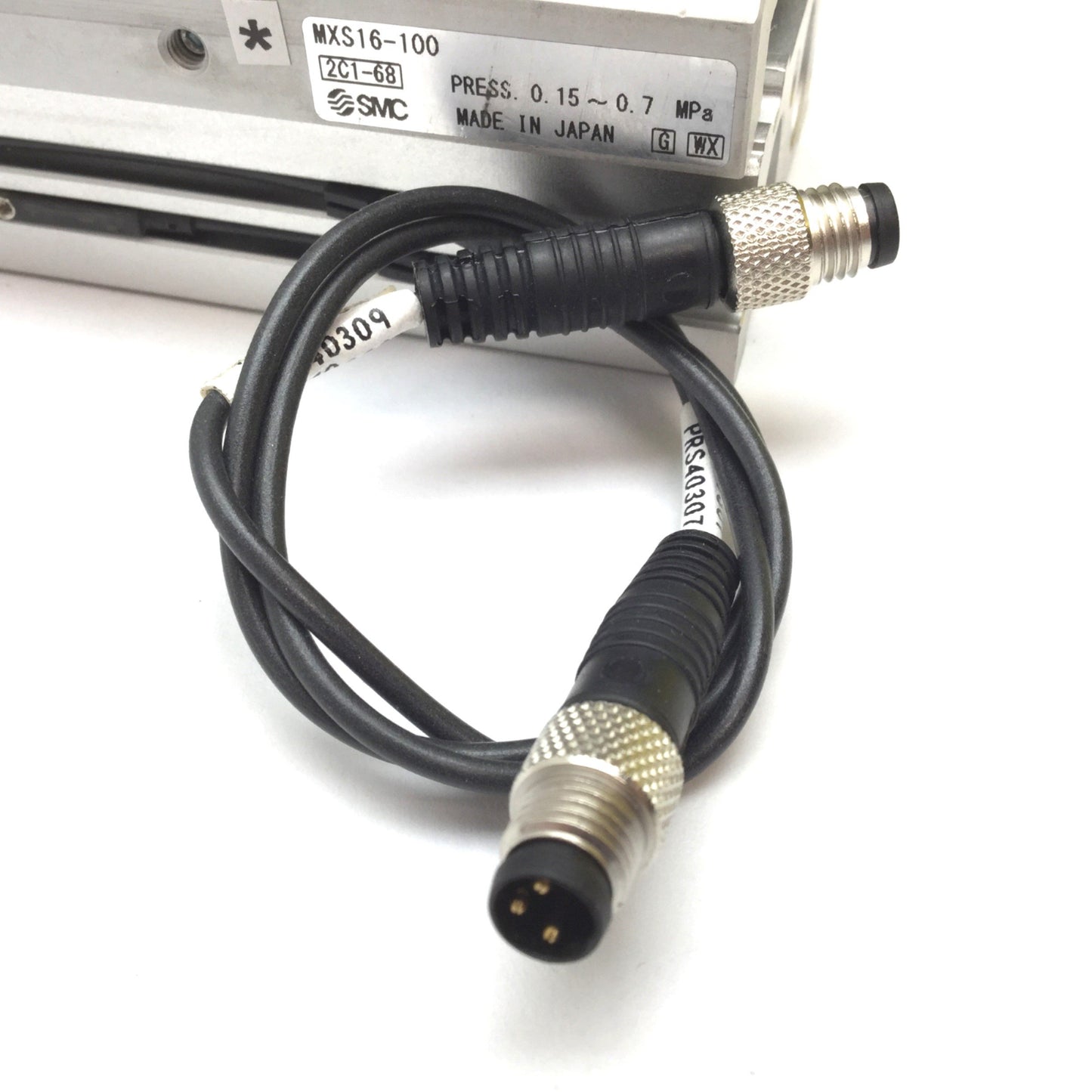 Used SMC MXS16-100 Dual Rod Slide Table, Bore 16mm, Stroke 100mm, M5x0.8, 2x Sensors