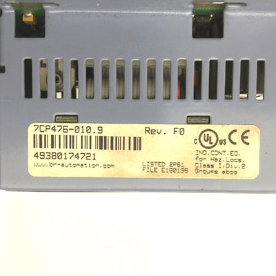 Used B & R Automation 7CP476-010.9 Processor Module, Rev F0, Class I, Missing Screws