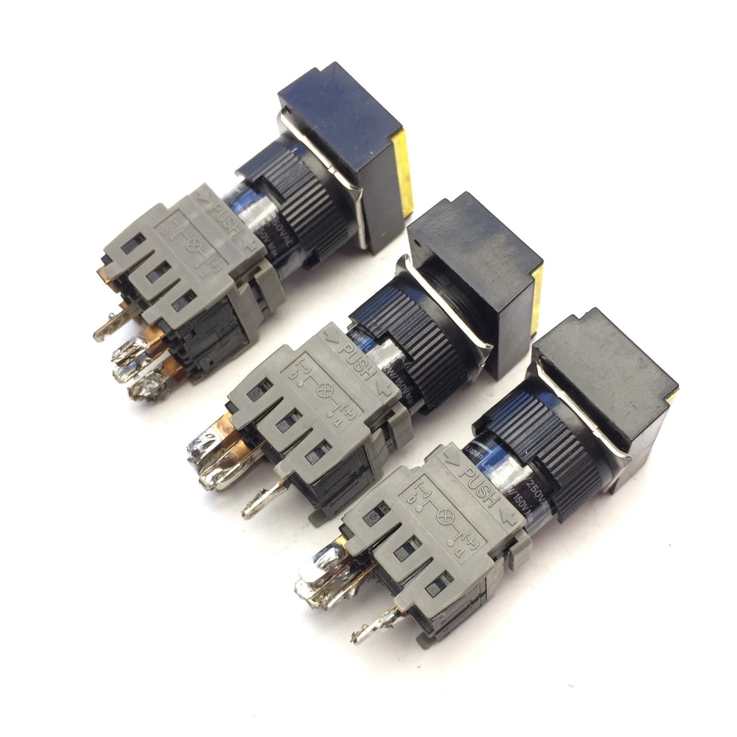 Used Lot of 3 Alcoswitch 164TL5 Maintained Illuminated Rectangular Pushbutton 5A 250VAC