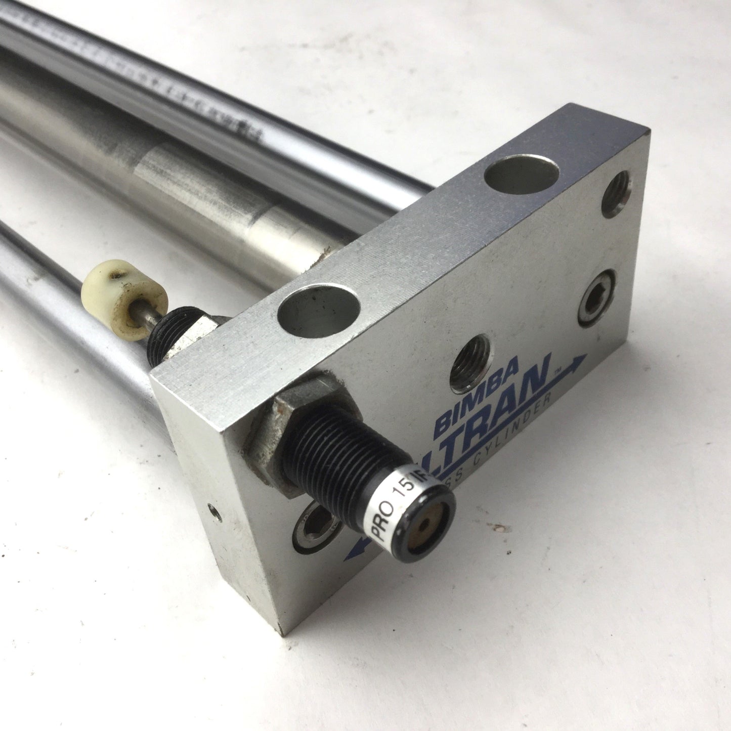 Used Bimba Ultran Rodless Cylinder, Travel: 16", 2" x 2-7/8" Stage Area, 21.25" Total