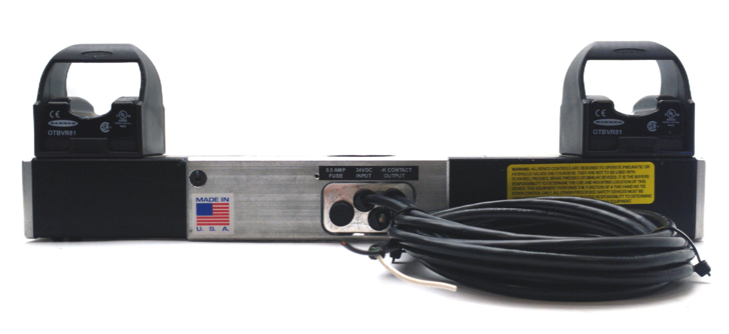 Used Renco REN46-24VDCI-K-EPDMN-K Two Hand No Tie Down, 24VDC *Missing Button*