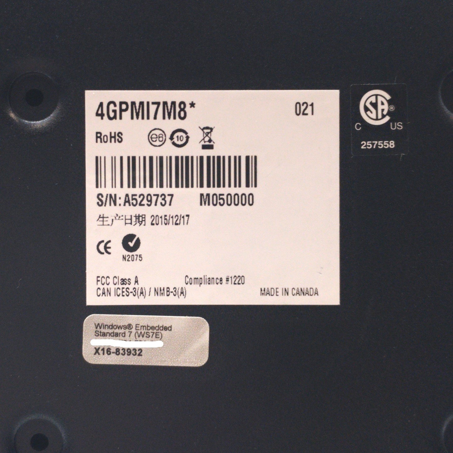 Used Matrox 4GPMI7M8* 4Sight GPm Industrial Machine GigE Vision PC, Intel i7, 24VDC