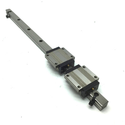 Used NSK L1H15S Rail & 2x H15 Bearing Blocks: 49mm x 27mm x 24mm, Length: 400mm