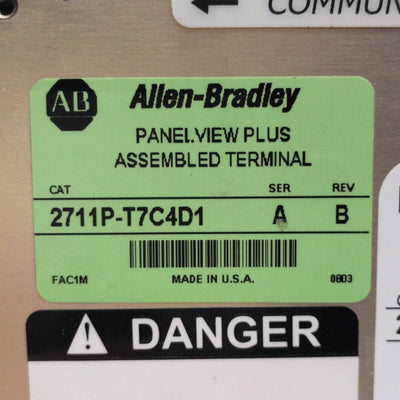 Used Allen Bradley 2711P-T7C4D1 PanelView Plus 700 HMI, 7", 24VDC *Bad Bezel*