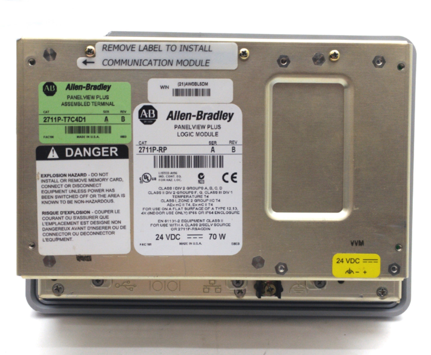 Used Allen Bradley 2711P-T7C4D1 PanelView Plus 700 HMI, 7", 24VDC *Bad Bezel*