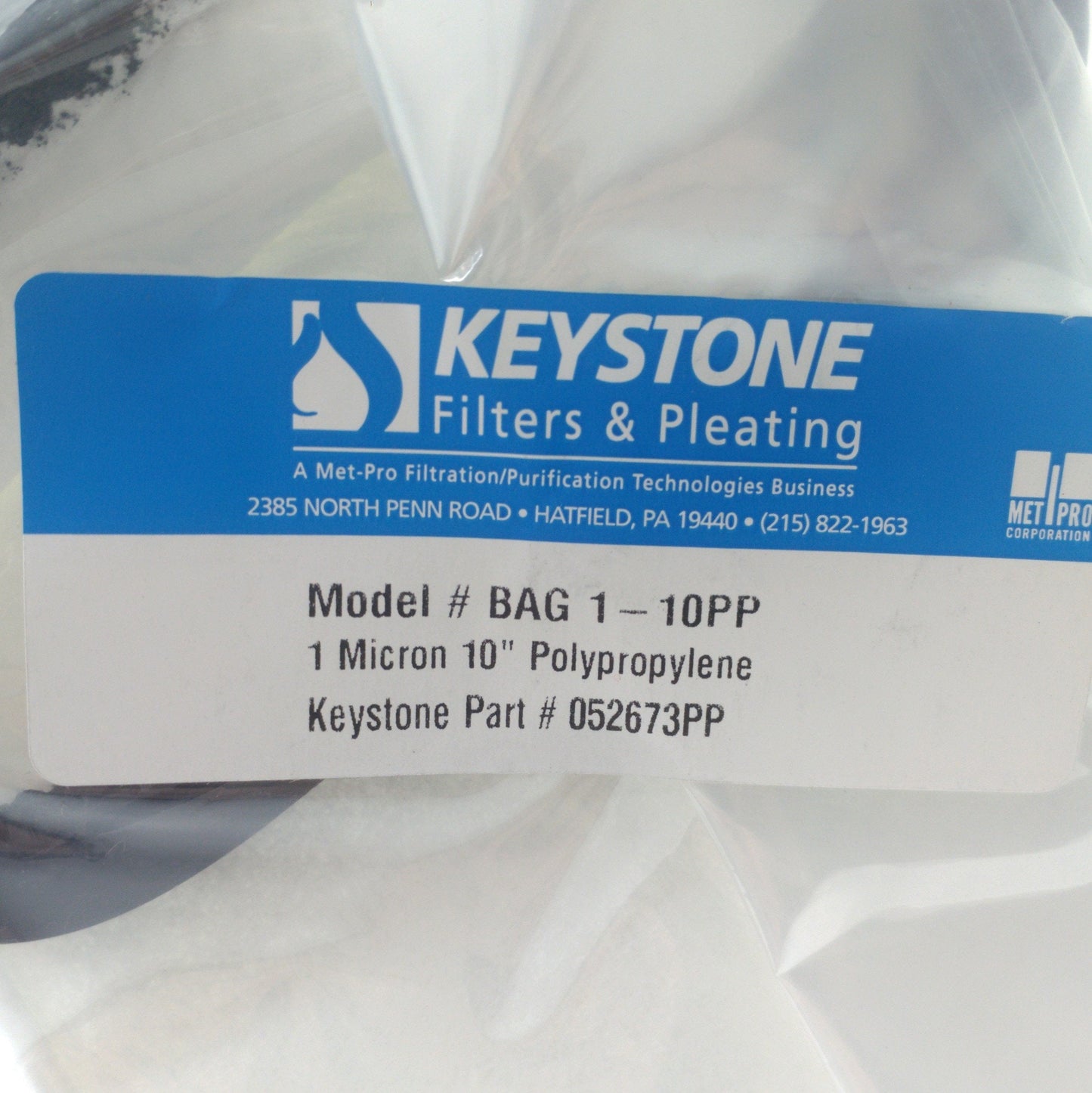 New Keystone BAG1-10PP Giant Bag Filter, 1 Micron, 10" Long, 40GPM, Polypropylene