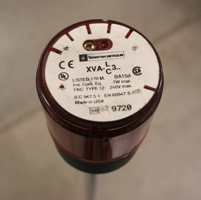 Used Telemecanique XVA-LC3 Stack Light Tower Light Diameter: 68mm, Rod: 47" No Bulb