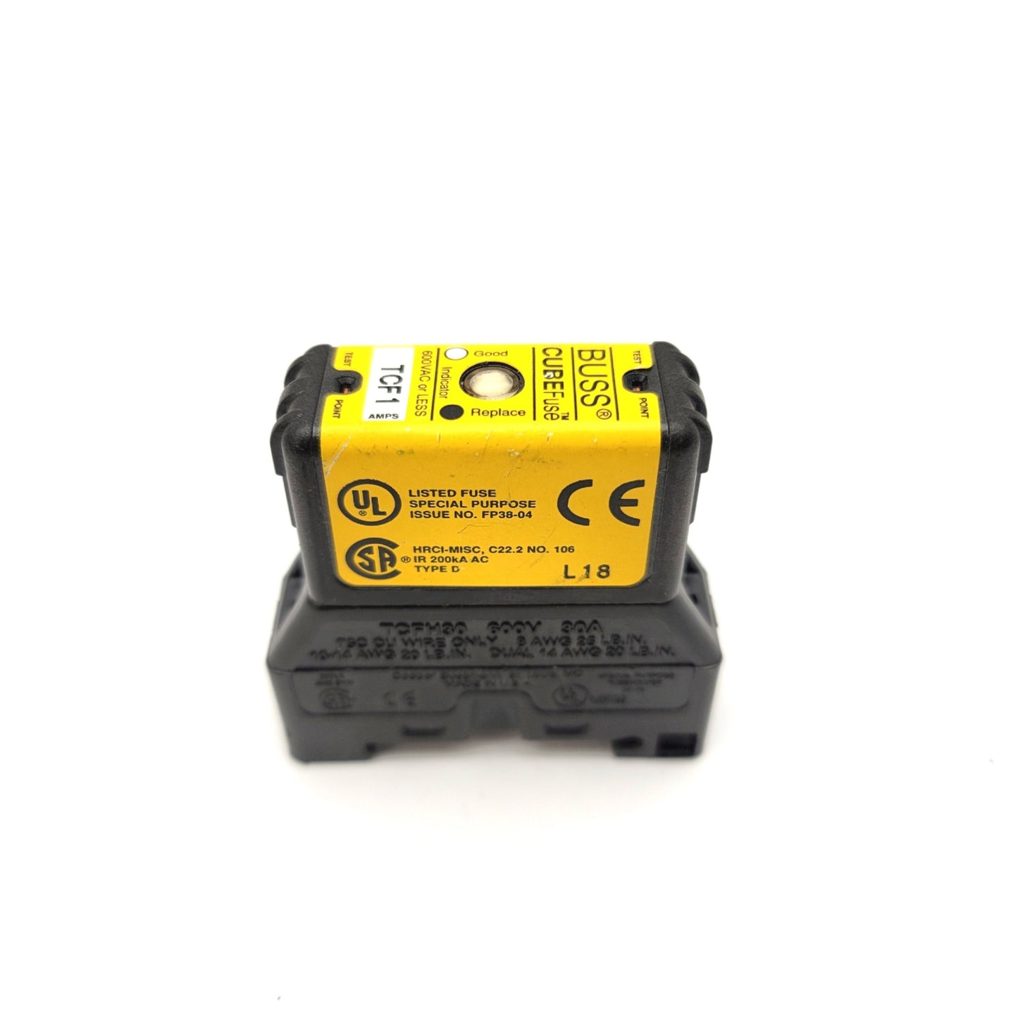 Used BUSSMANN TCF1 CUBE Fuse Dual Element Time-Delay Current Limiting Fuse With Base