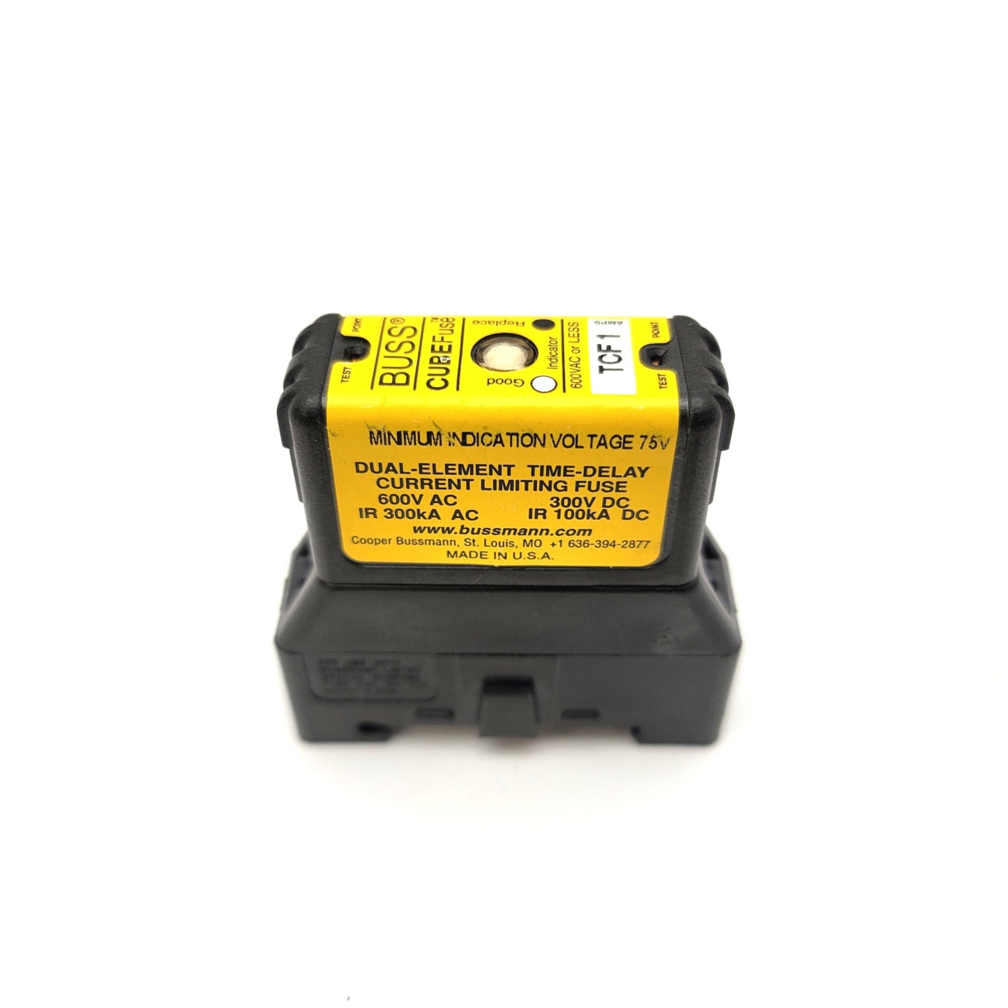 Used BUSSMANN TCF1 CUBE Fuse Dual Element Time-Delay Current Limiting Fuse With Base
