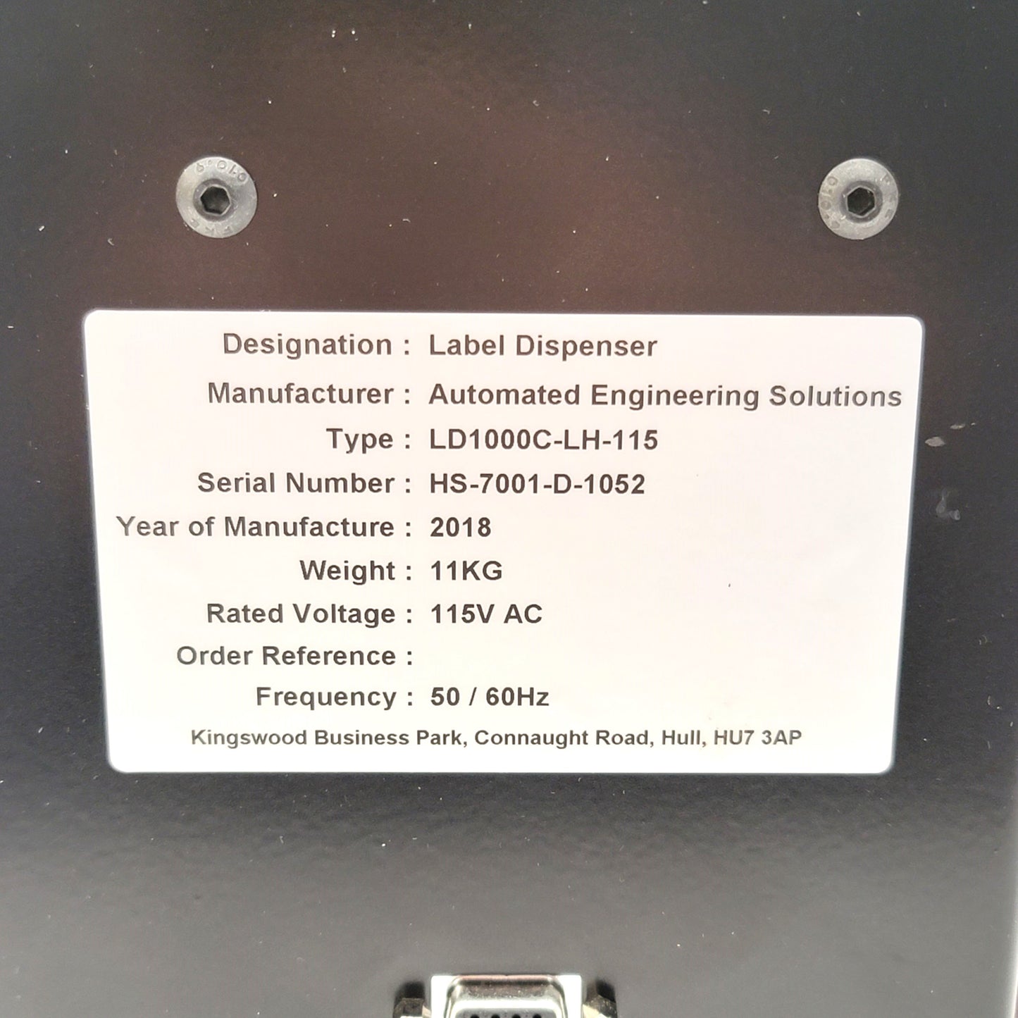 New – Open box Computype LD1000C-115 Automatic Barcode Label Dispenser 115VAC 50/60Hz