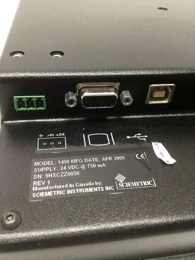 Used SCIEMETRIC 1490 sigPOD Process Monitor 10" Touch Panel Display Interface, 24VDC