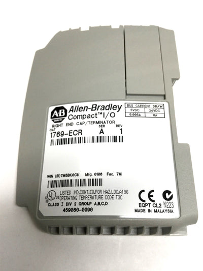 Used Allen Bradley 1769-ECR MicroLogix1500 Compact Right End Cap Cover, Ser A Rev 1