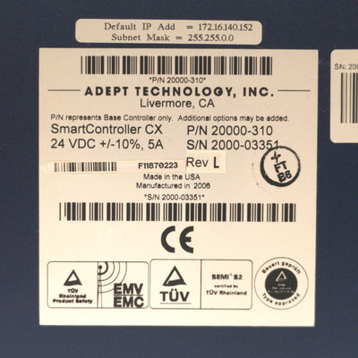 Used Adept 20000-310 Rev. L Smart Robot Controller CX IEEE-1394 I/O w/128MB CF Card