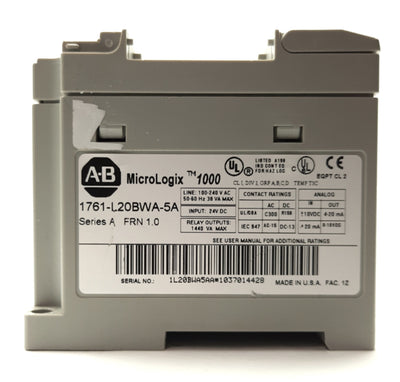 Used Allen Bradley 1761-L20BWA-5A PLC Controller MicroLogix 1000 120VAC 12 IN, 8 OUT