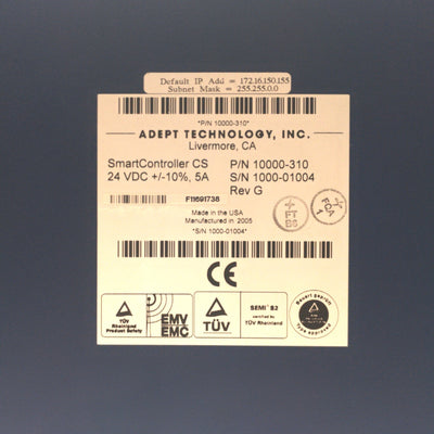 Used Adept 10000-310 Rev. G Smart Robot Controller CS IEEE-1394 I/O w/128MB CF Card