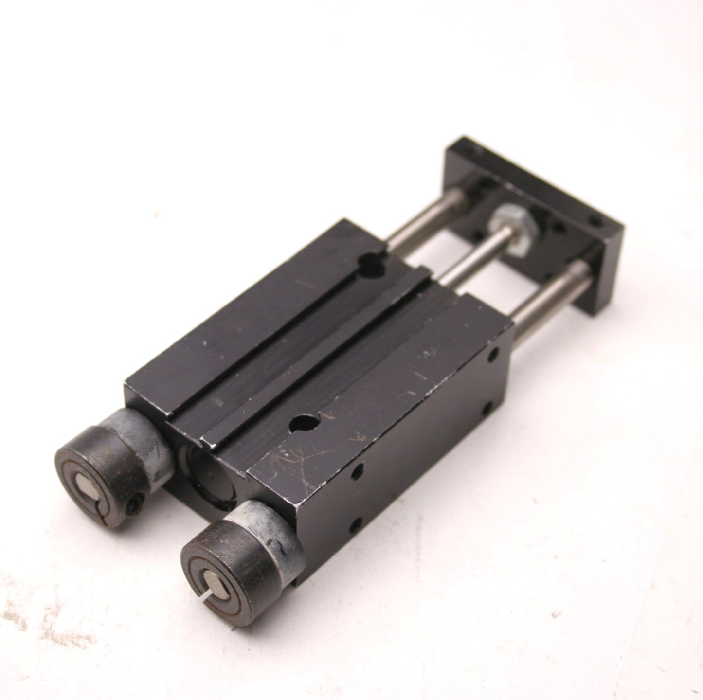 Used Double Acting 1" Stroke Pneumatic Guided Cylinder, 10/32-M5x0.8 Ports