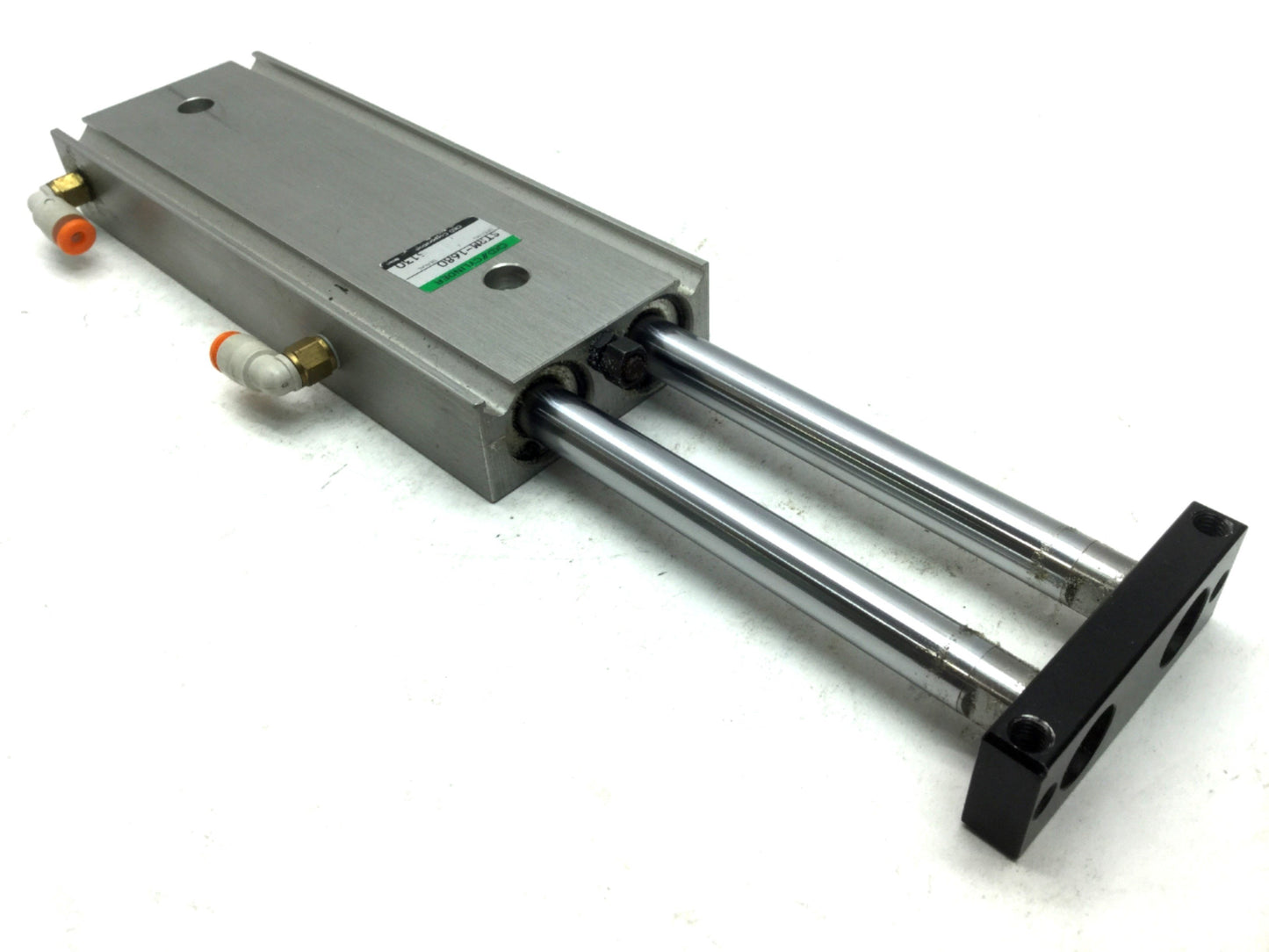 Used CKD STRM-1680 Twin Rod Pneumatic Cylinder Bore: 16mm, Stroke: 80mm, 100 PSI, M5