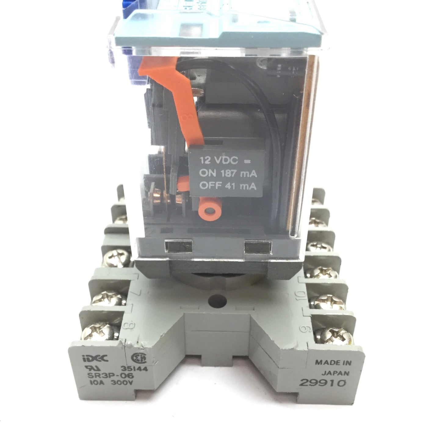 Used Releco C3-R20 Ice Cube Relay, DPDT, Coil: 12VDC, Rating: 10A 380VAC, With Socket