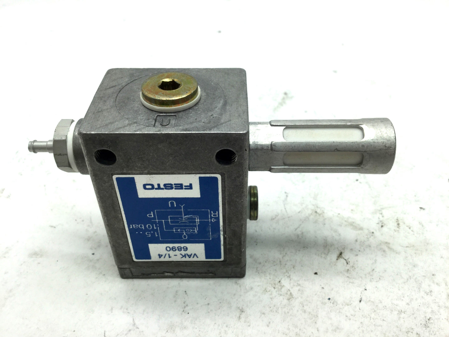 Used Festo 6890 VAK-1/4 Vacuum Generator, G1/4 BSPM, 80% Vacuum, Ejector Pulse