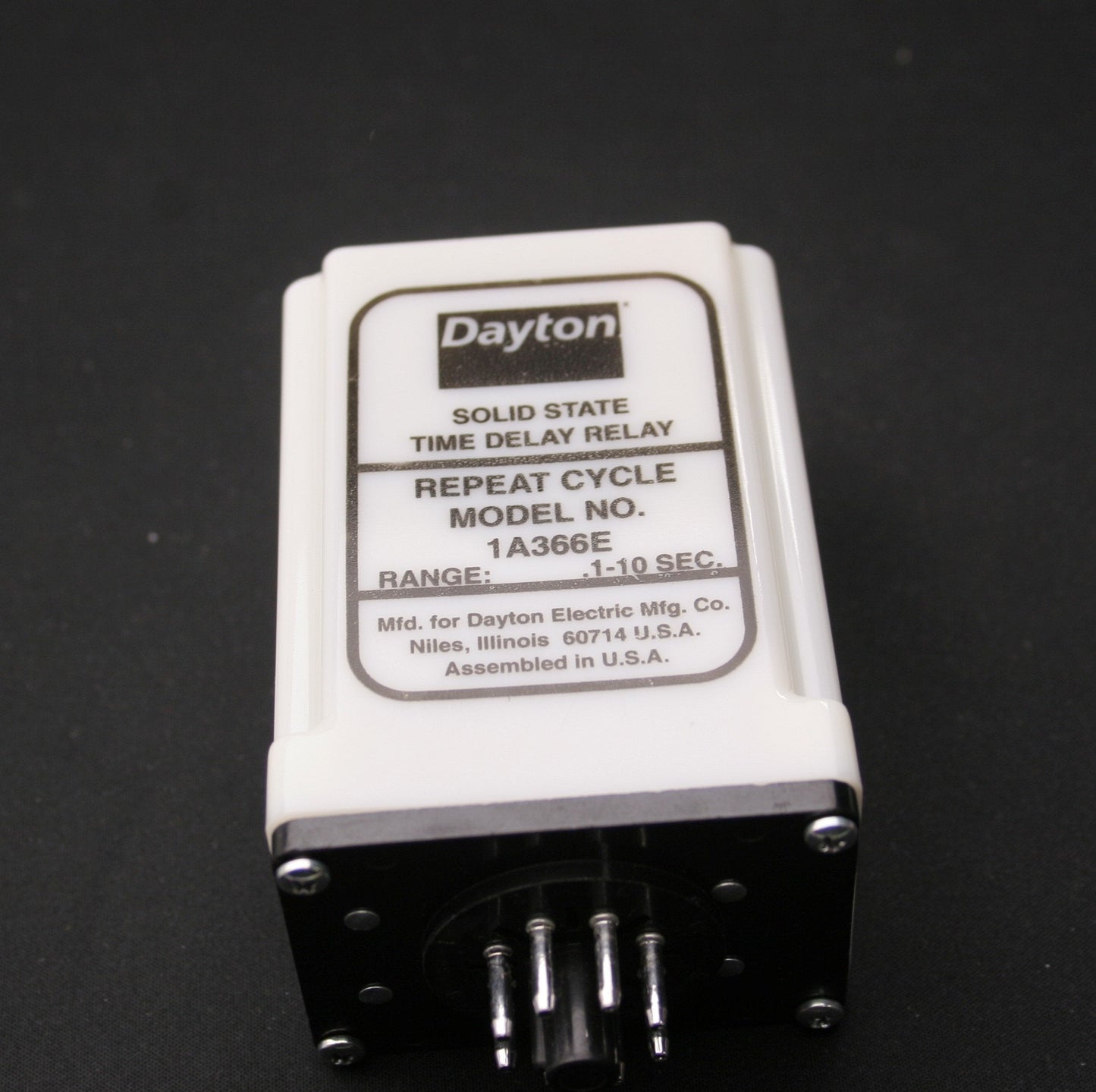 New Dayton 1A366E Time Delay Relay, 0.1 to 10sec, 120VAC, 8 Pins, DPDT