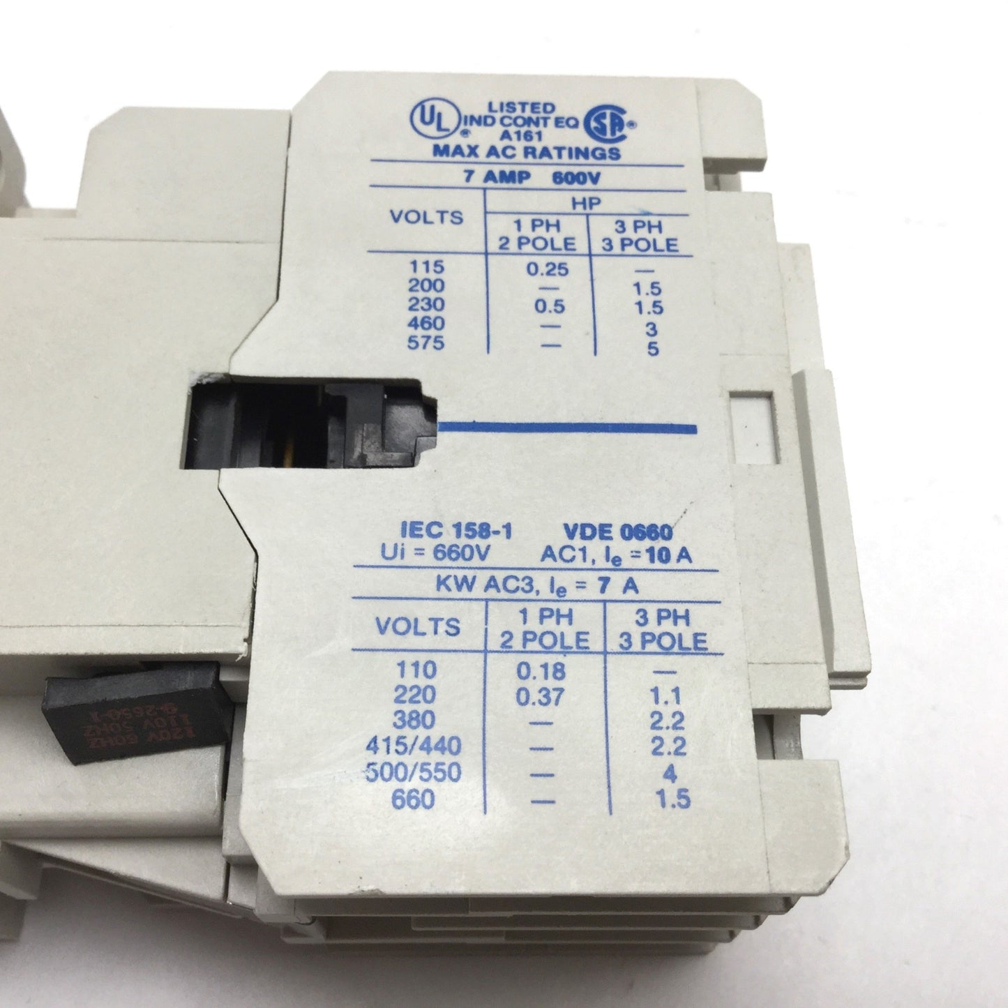 Used Eaton Cutler Hammer CE15AN3 Contactor, 3-Pole, Coil: 110/120VAC, W/ C320KGT3 Aux