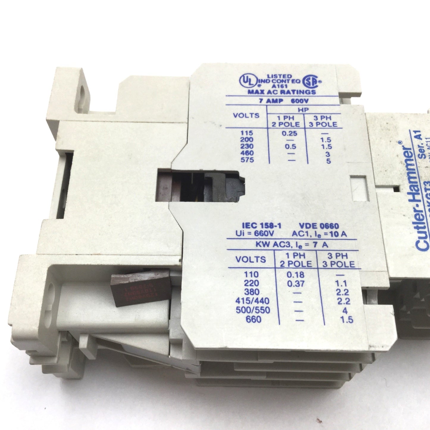 Used Eaton Cutler Hammer CE15ANS3 Contactor, 3-Pole, Coil 110/120VAC, W/ C320KGT3 Aux