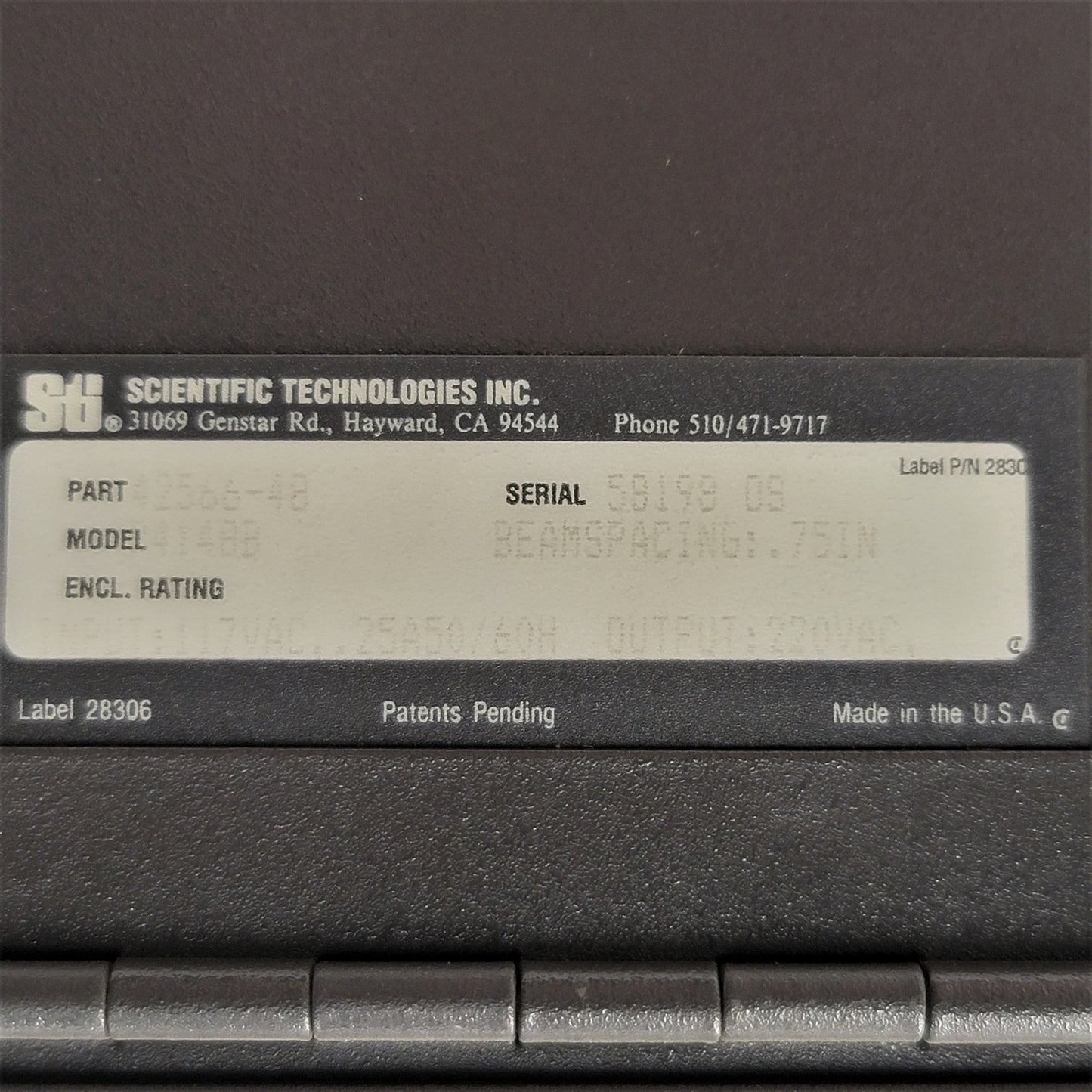 Used STI 4148B 42566-48 OptoSafe P4100B Light Curtain Control Box 115VAC 50/60Hz