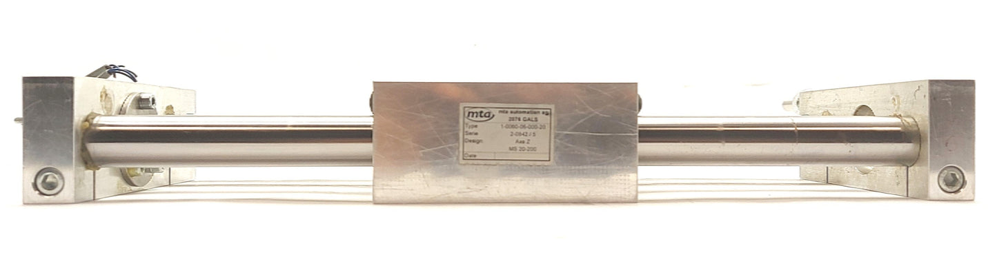 Used mta MS-20-200 Linear Positioning Stage 205mm Travel 10mm Lead 110 x 100mm Stage