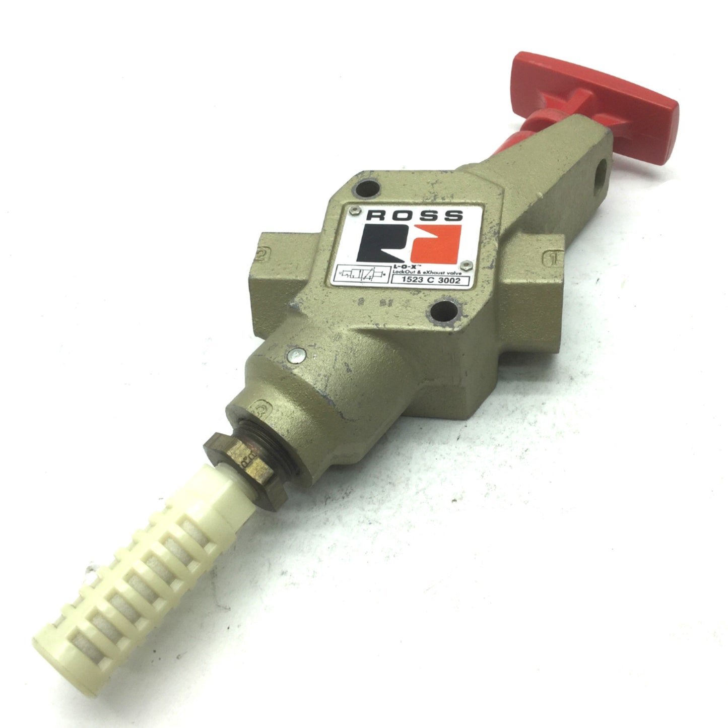 Used Ross 1523-C-3002 Pneumatic Lockout Tag Out Exhaust Valve L-O-X 3/8" BSPP 300 PSI