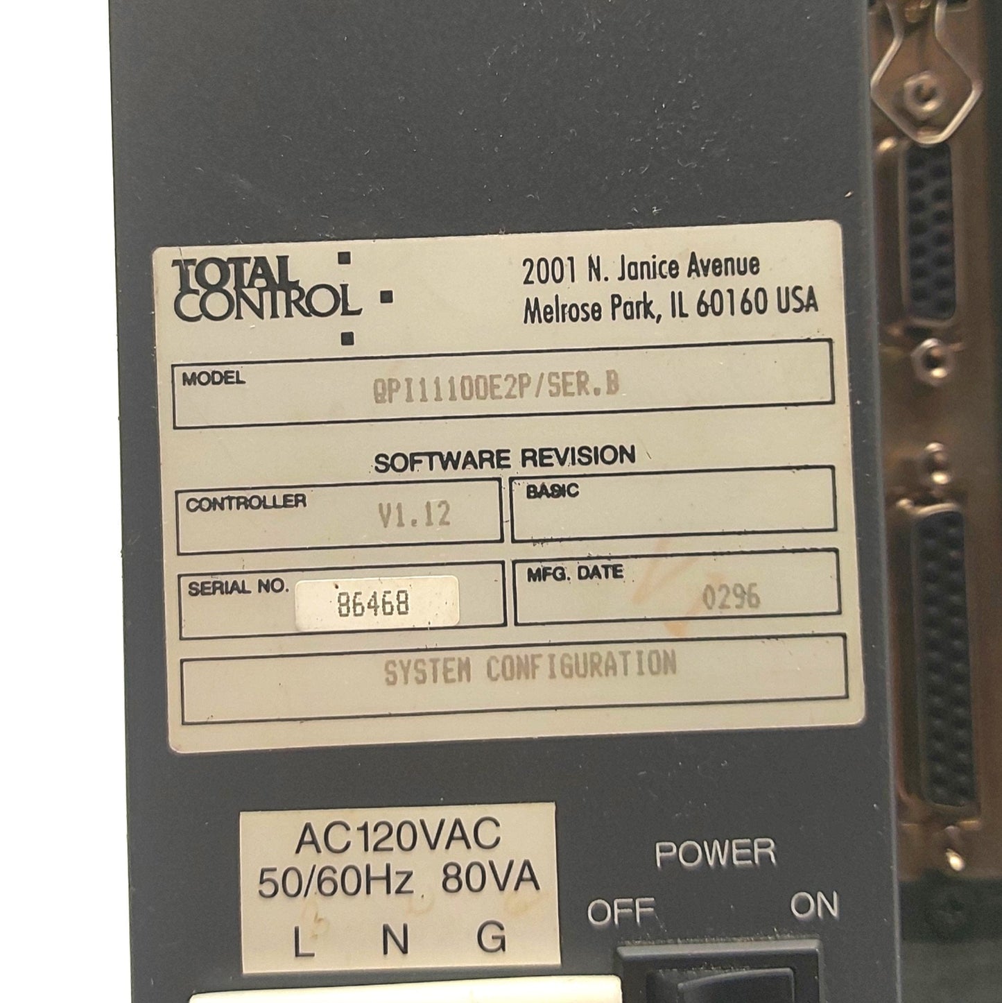 For Parts Total Control Systems QPI11100E2P Human Machine Interface 9" 120VAC *Bad Touch*
