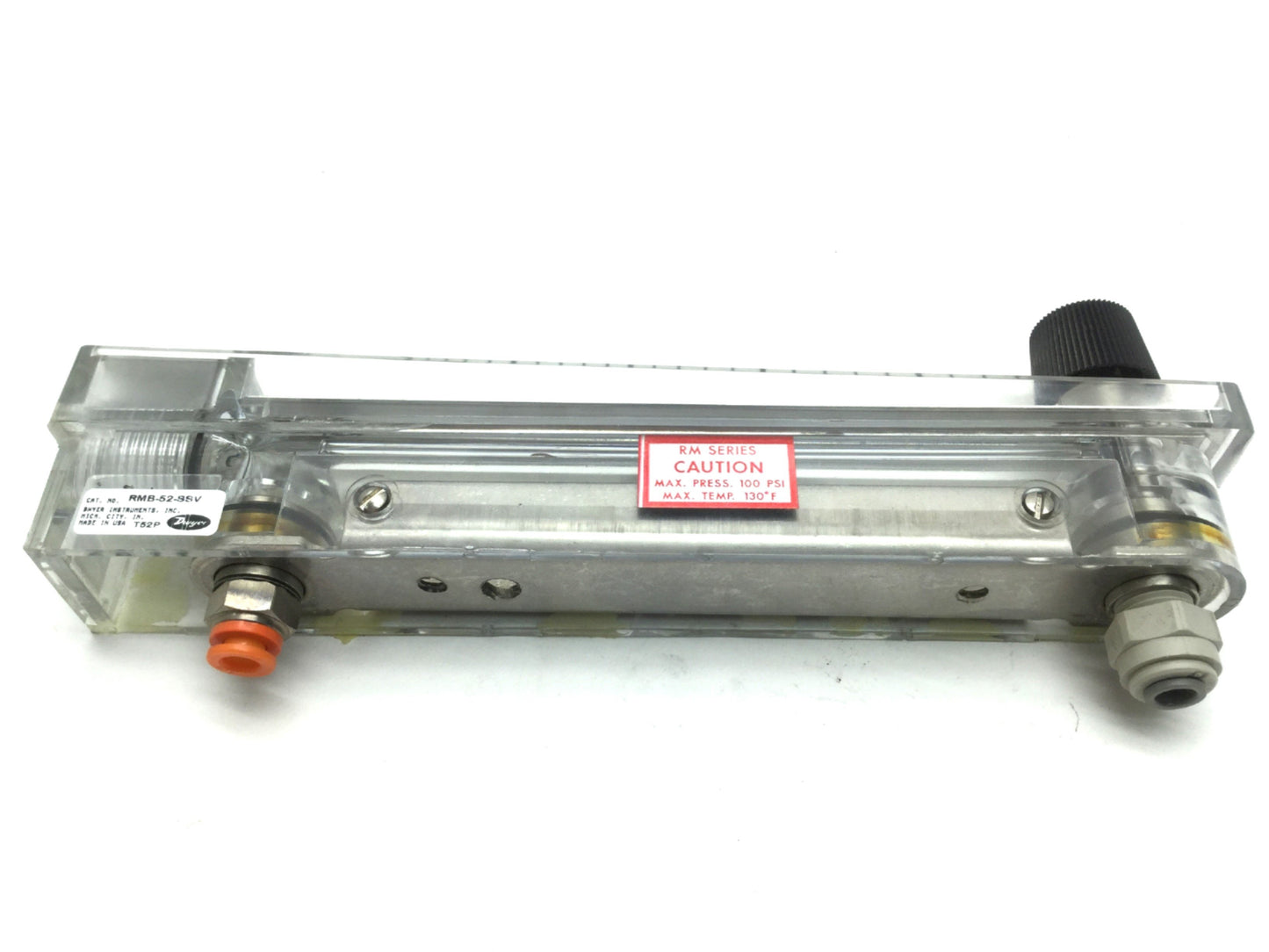 Used Dwyer RMB-52-SSV Air Flow Meter, Scale: 5" Range: 4-50 SCFH, Ports: 1/4" NPT