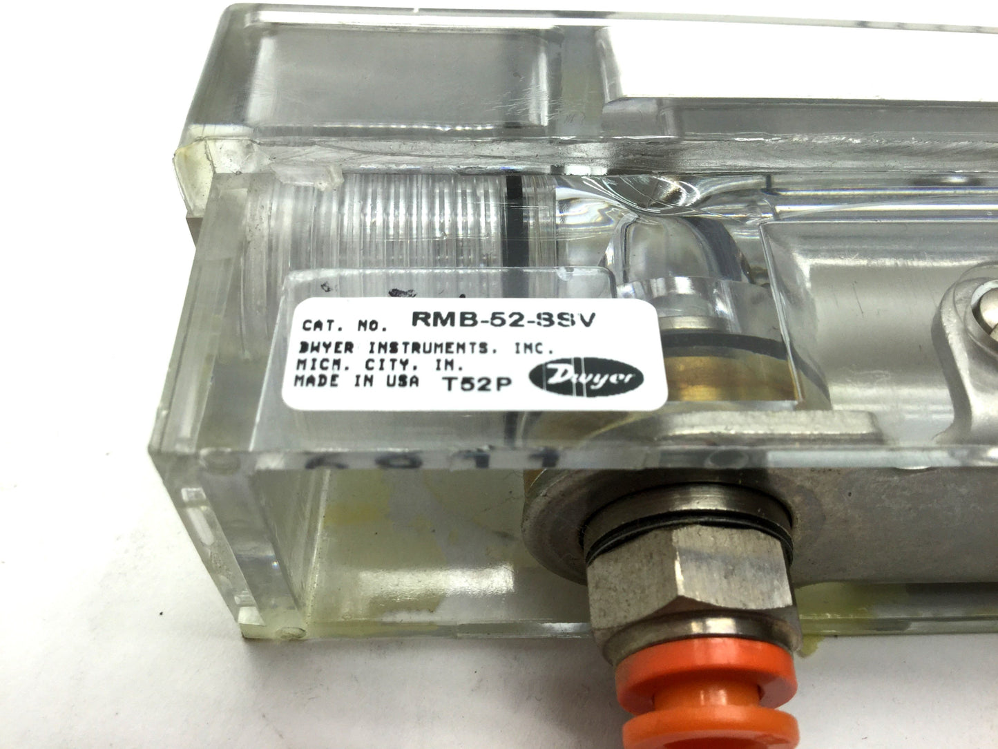 Used Dwyer RMB-52-SSV Air Flow Meter, Scale: 5" Range: 4-50 SCFH, Ports: 1/4" NPT