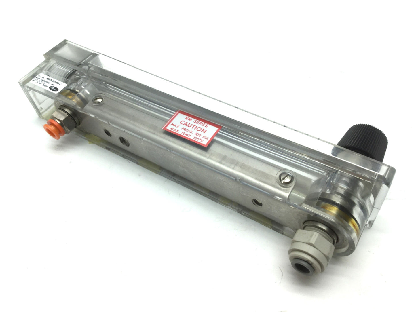 Used Dwyer RMB-52-SSV Air Flow Meter, Scale: 5" Range: 4-50 SCFH, Ports: 1/4" NPT