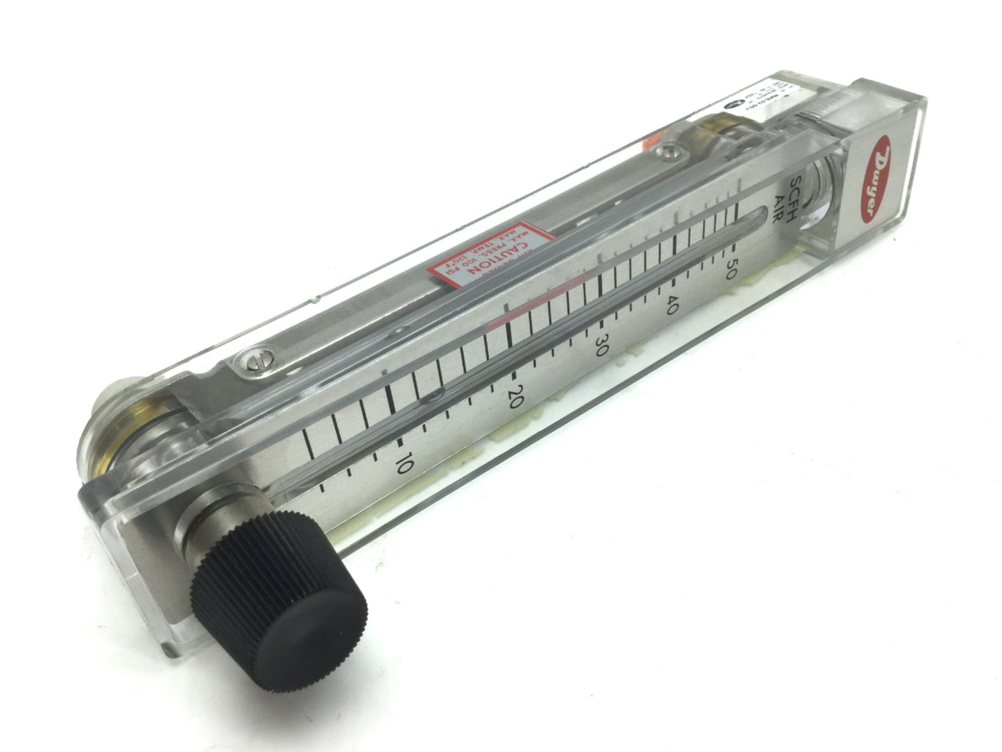Used Dwyer RMB-52-SSV Air Flow Meter, Scale: 5" Range: 4-50 SCFH, Ports: 1/4" NPT