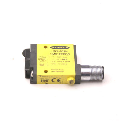 Used Banner SM312FPQD Photoelectric Sensor, 1ms Response Time 10-30VDC NPN/PNP 4-Pin