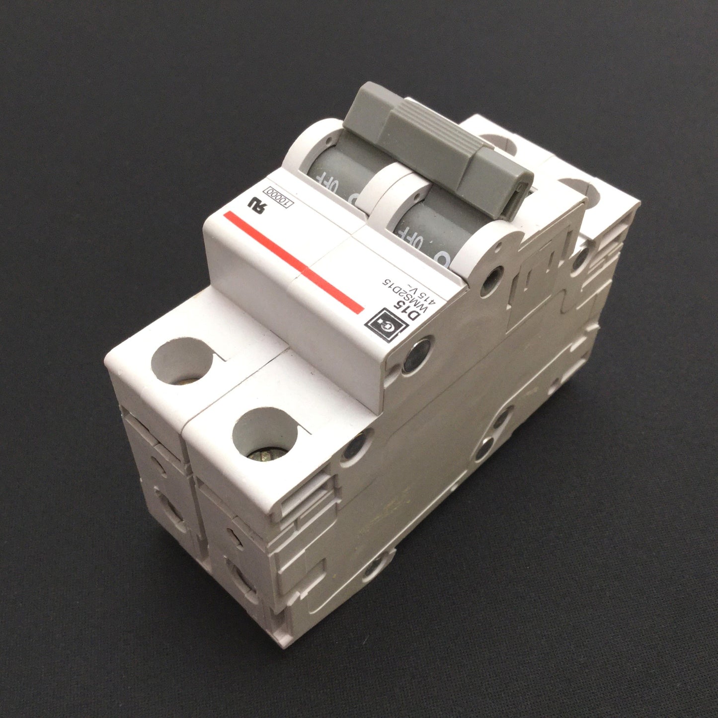 Used Cutler Hammer WMS2D15 Circuit Breaker, 2-Pole, 15A 415VAC, D-Curve, DIN Rail