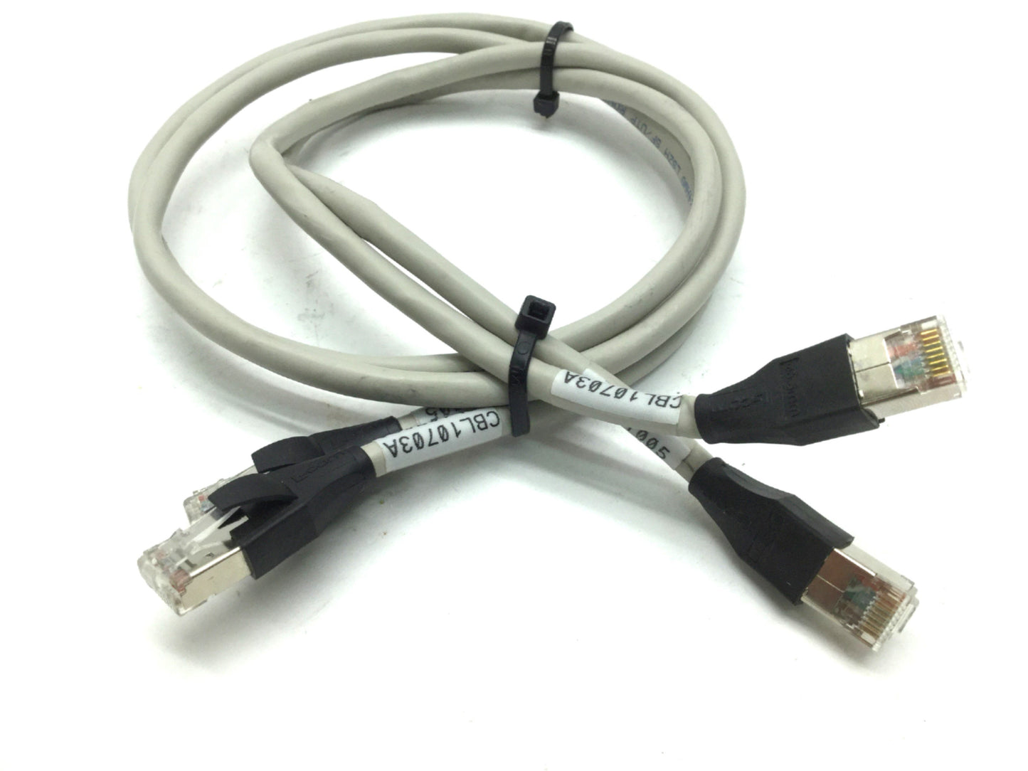 Used 2x L-Com TRD855DSZ-3 Ethernet Cable Cord 26 AWG Stranded Cat 5E Double Shielded