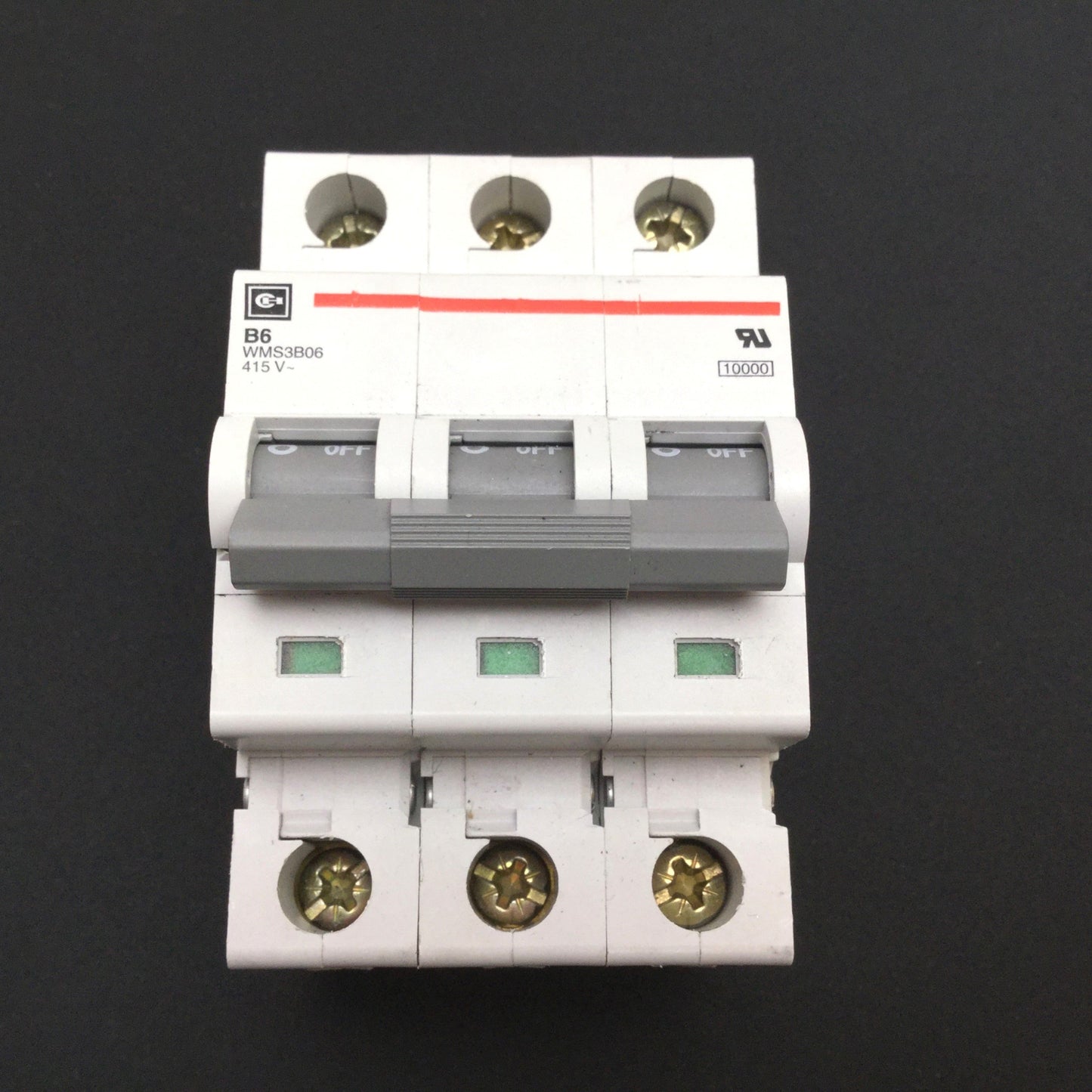 Used Cutler Hammer WMS3B06 Circuit Breaker, 3-Pole, B-Curve, Rating: 415VAC 6A