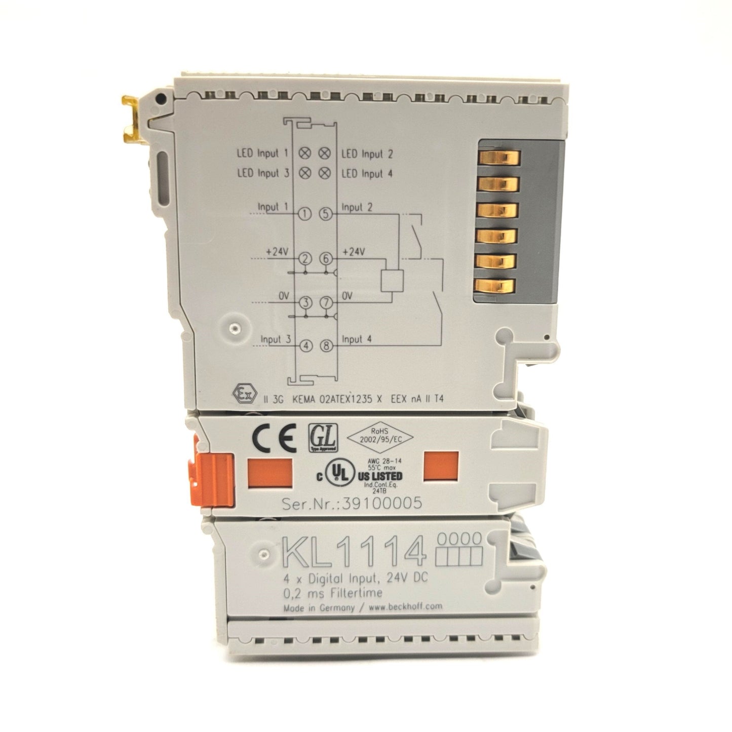Used Lot Of 4 BECKHOFF KL1114 4-Channel Digital Input Terminal, 24VDC, 2-Wire/3-Wire