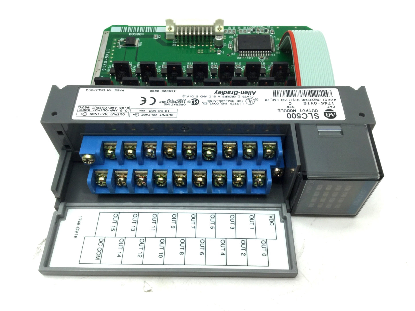 Used Allen Bradley 1746-OB16 Ser C SLC500 PLC Output Module 16-Point 10-50VDC