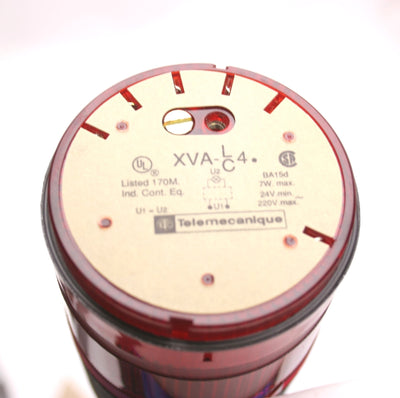 Used Telemecanique Stack Light Tower 2x XVA-LC4, 1x XVA-LC3, Orange, Green, Red