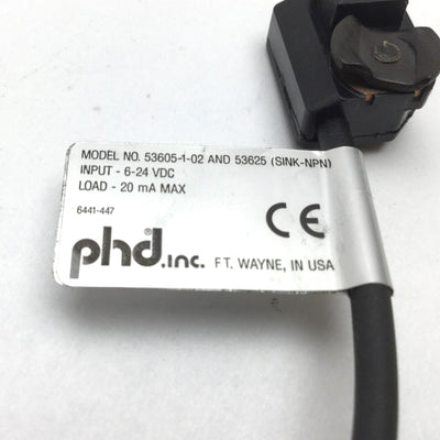 Used Phd 53625-1 Cylinder Sensor Switch, 6-24VDC, NPN Output, 3-Pin Male M8