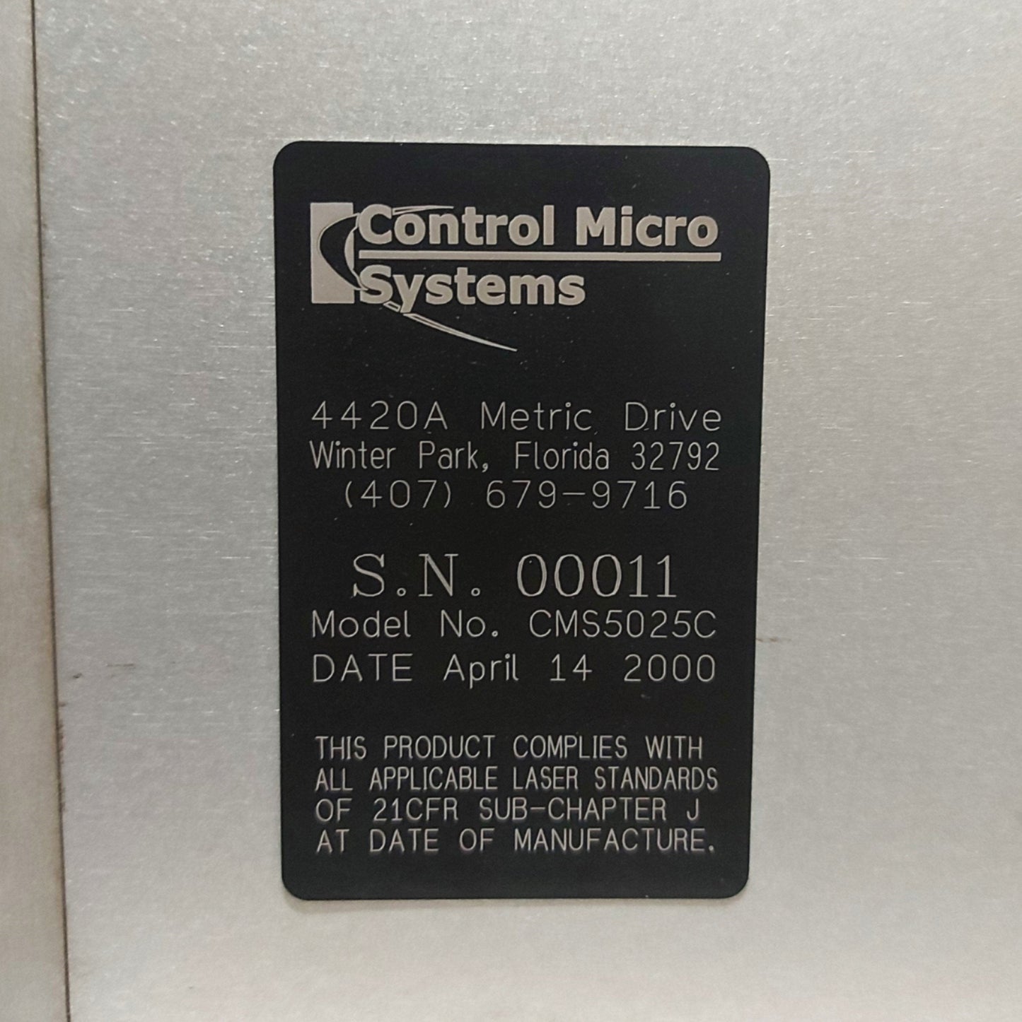 Used Control Micro Systems 5025C COý LASER Marking System, 100ýmm Write, 30W, 120VAC